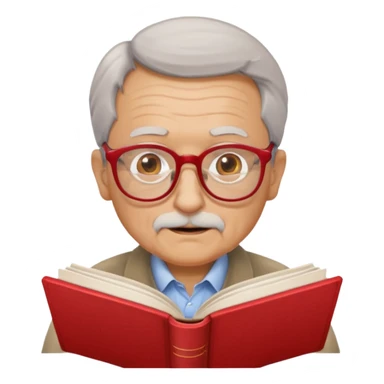 old man red glasses reading a book  sticker