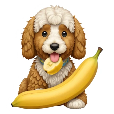 Golden doodle eating a banana  sticker