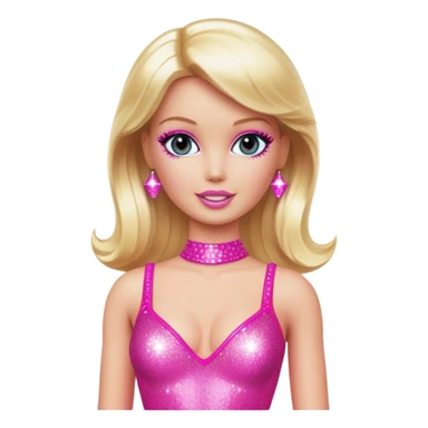 Blonde Barbie pop star wearing sparkly hot pink bodysuit sticker