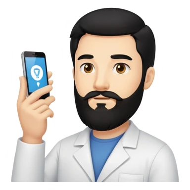 A man with black hair and a beard passing a big test sticker