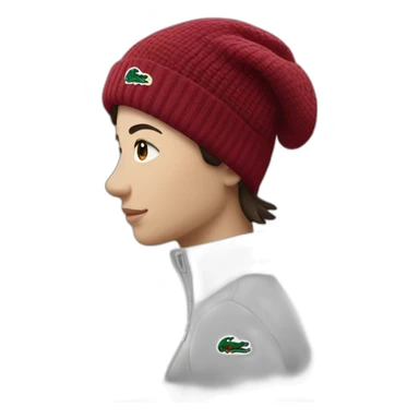 Brunette lacoste beanie with lacoste sticker