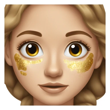white girl with freackles hair of a brunett blue eyed girl using Gold gel skin care patches under her eyes sticker