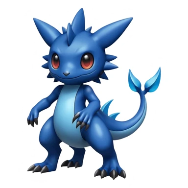 Dusky Glossy Oil-Sheen Blackened Blue Pokémon-Fakémon-Digimon-Creature, (full body) sticker