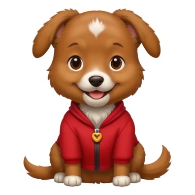 a dog with legs and arms with red clothers on sticker