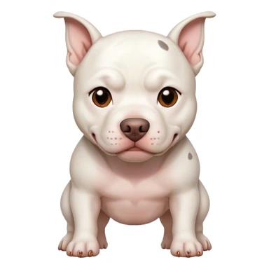white pitbull dog with one brown spot in the face sticker