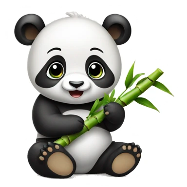 Baby panda eating bamboo  sticker