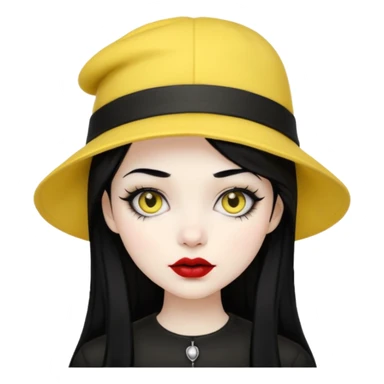 gothic girl black haired with yellow hat sticker