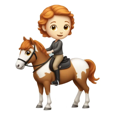 Ginger girl with short hair riding a horse sticker