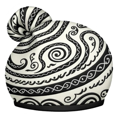 Tashkent style doppa hat with white background and black swirling patterns sticker