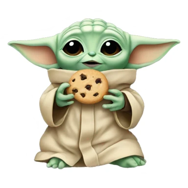 Baby yoda eating cookie sticker