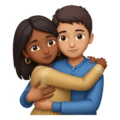 indian boy hugging indian girl from behind... boys hand down near navel of girl... boys head on the shoulder of girl... hugging tight.. more romantic... with more love sticker