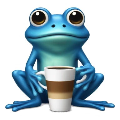 blue frog offering coffee sticker