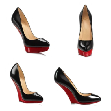 WEDGE heel LOUBOUTIN black leather PATENT sticker