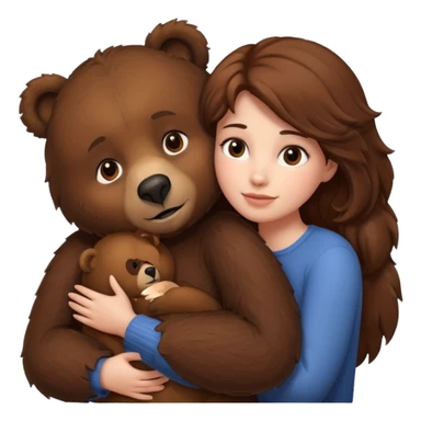 Woman loving a big  bear sticker