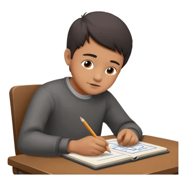 boy ,drawing pic of grandpa on the notebook, charcoal sticker