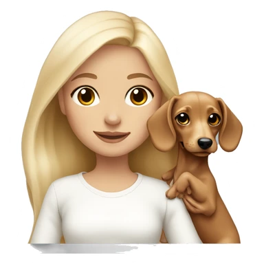Blonde girl with tan skin in white long sleeve holding a light blonde dachshund puppy  sticker