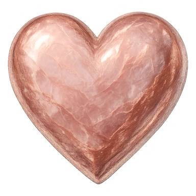 heart with a metallic rose quartz finish, digital illustration, no background sticker