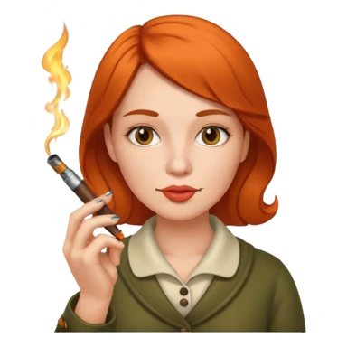 Woman smoking a pipe with a lighter  sticker