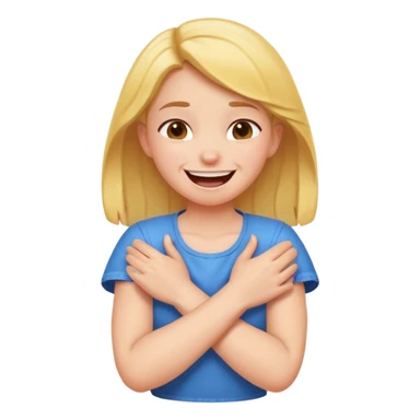 Girl arms crossed choking herself laughing sticker