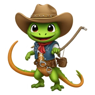 Cowboy lizard with a lasso sticker