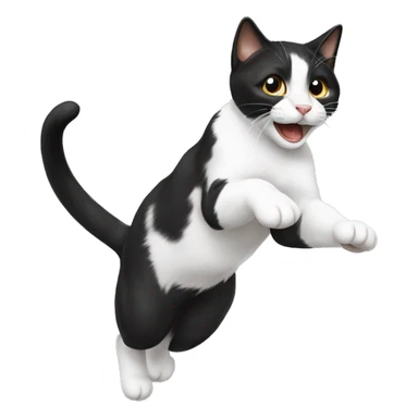 Black and white cat jumping sticker
