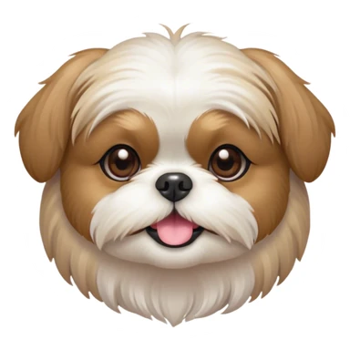 Cinematic Cute Shih Tzu Portrait Emoji, Head playfully tilted with large, sparkling eyes and a fluffy, endearing fur in gentle, pastel tones, simplified yet irresistibly charming, highly detailed, glowing with a warm, cuddly radiance, high shine, radiating affectionate and joyful energy, styled with a soft, playful outline, capturing the essence of a cute Shih Tzu that seems destined to charm everyone in its path! sticker