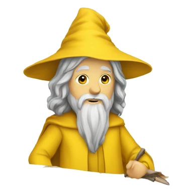 gandalf wearing yellow clothing in a classroom sticker