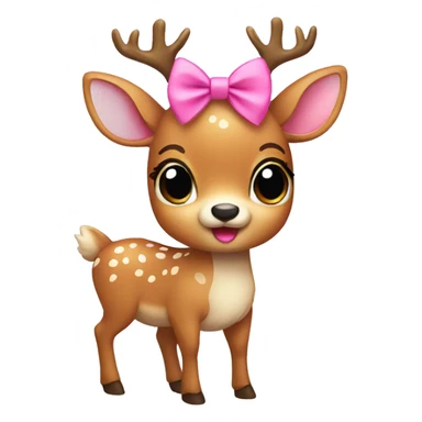 Cute deer wearing a pink bow sticker