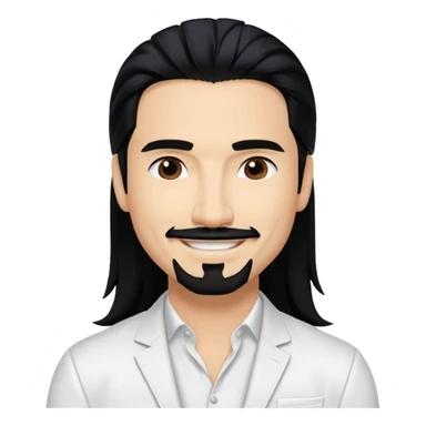 Kevin Richardson from Backstreet Boys with long black hair, white outfit sticker