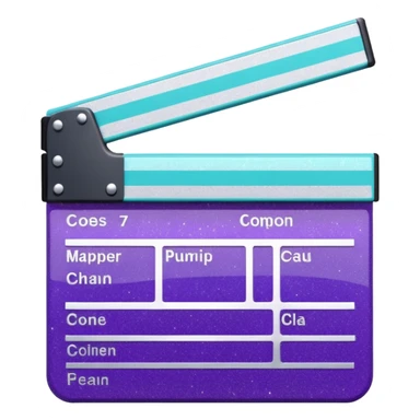 Glitter purple and cian clapperboard sticker
