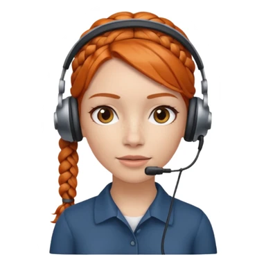 receptionist face braided gingerwith headpset sticker