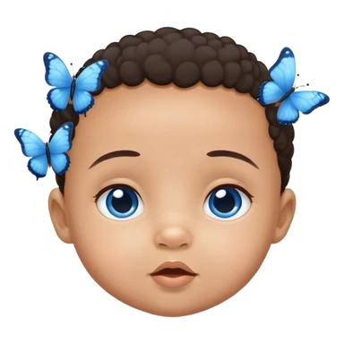 two little blue butterflies with a mixed colored baby sticker