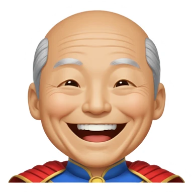 old Chinese superhero laughing with closed eyes sticker