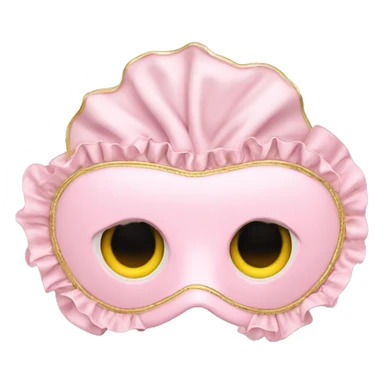 light pink sleep mask with ruffles and gold lettering sticker