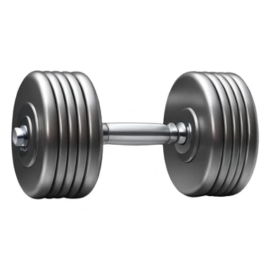 “3D glossy emoji of a dumbbell, bright colors, shiny plastic texture, soft reflections, cute rounded style, high detail, fitness icon, clean white background.” sticker