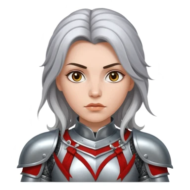 White Long Haired Women, Warrior woman — silver armor, piercing gaze sticker
