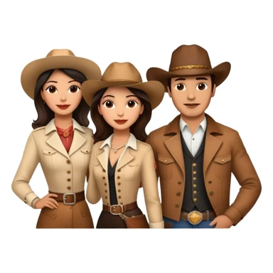 Couple elegant Latina women and Cowboy man with Eiffel Tower in the background  sticker