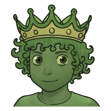 A curly hair boy with a crown on sticker