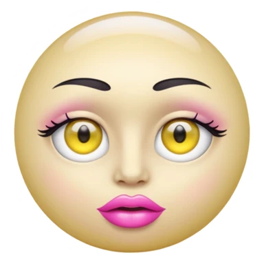 A translucent half-sphere with pink lips and two yellow eyes and 8 toea around the bottom sticker