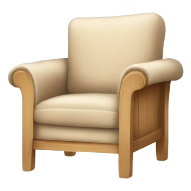 Simple Beige wooden Armchair with blanket and book sticker