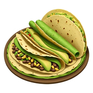 Mexican tacos filled with nopales, beans, and avocado, in soft corn tortillas sticker