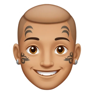 man with small face tattoos, smiling sticker