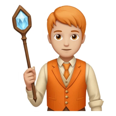 Draftsman in orange waistcoat holding a wand sticker
