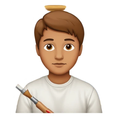 person restoring old painting. sticker