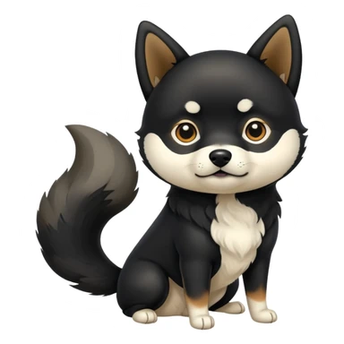 black Shiba Inu dog with pointed ears and curled tail sticker