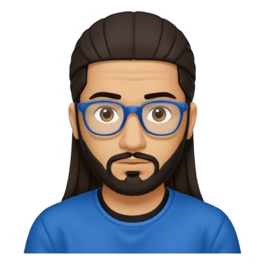 Hassan B from Ali G Indahouse with dark brown long hair and short beard, blue and black outfit sticker