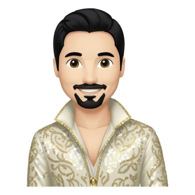 Kevin Richardson from Backstreet Boys with long black hair, ivory sequin outfit sticker