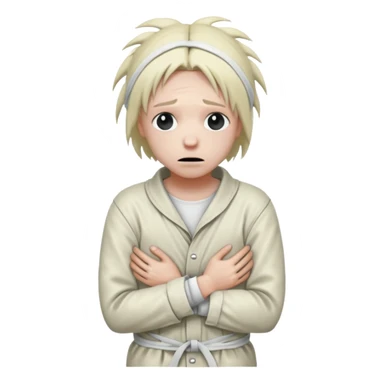 a patient in a psychiatric hospital, in a straitjacket with his hands tied behind his back sticker