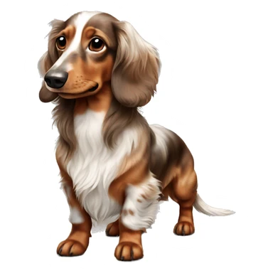 brown Merle long haired Dachshund full body sticker