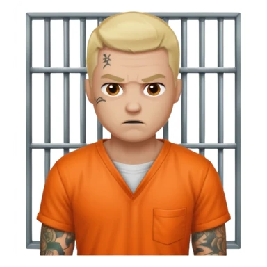 angry tattooed blonde male prisoner with prison cell bg sticker